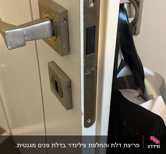 מנעול דלת מתכת עם ידית מרובעת